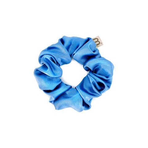 Шовкова об'ємна резинка для волосся (стандарт) синій